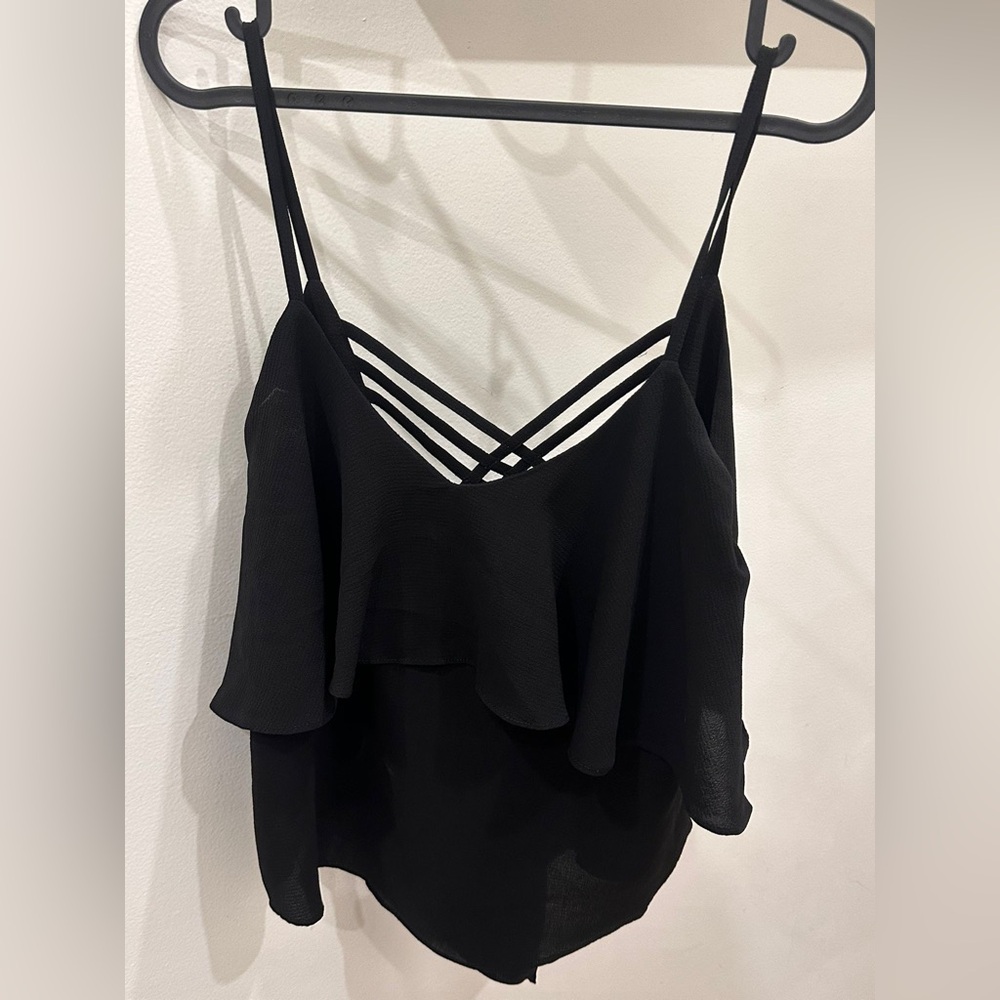 Black Chic blouse top with crossover back